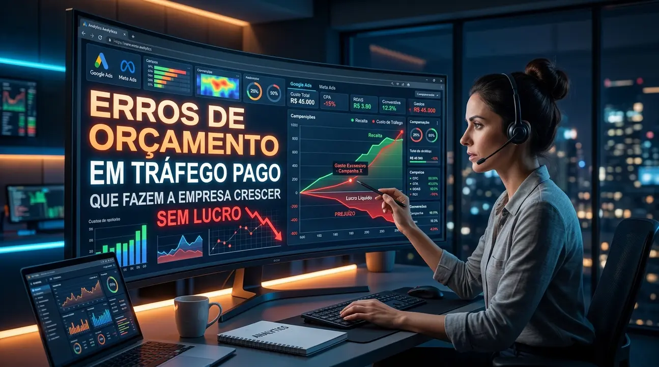 erros de orçamento em tráfego pago causando crescimento sem lucro